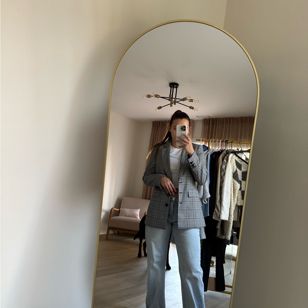 Karl Lagerfeld Gray Square Pattern Houndstooth Bl… - image 1